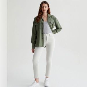 AG Jeans Mari Crop High-Rise Slim Straight Womens Sz 31 White NWT $210